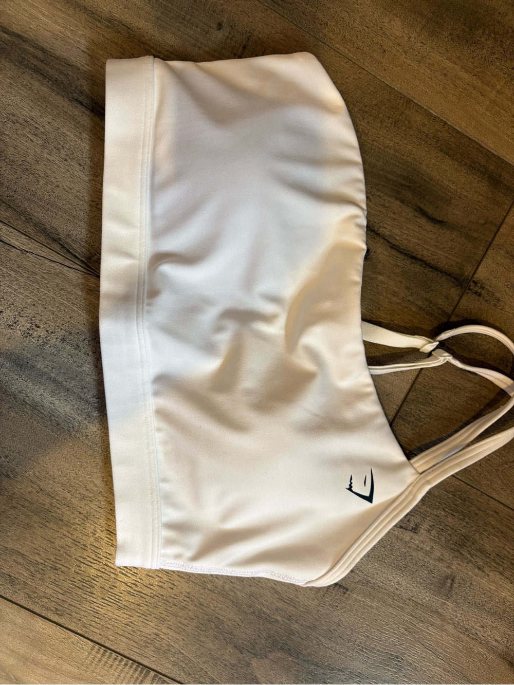 Gymshark White Sports Bra with Black Label Text